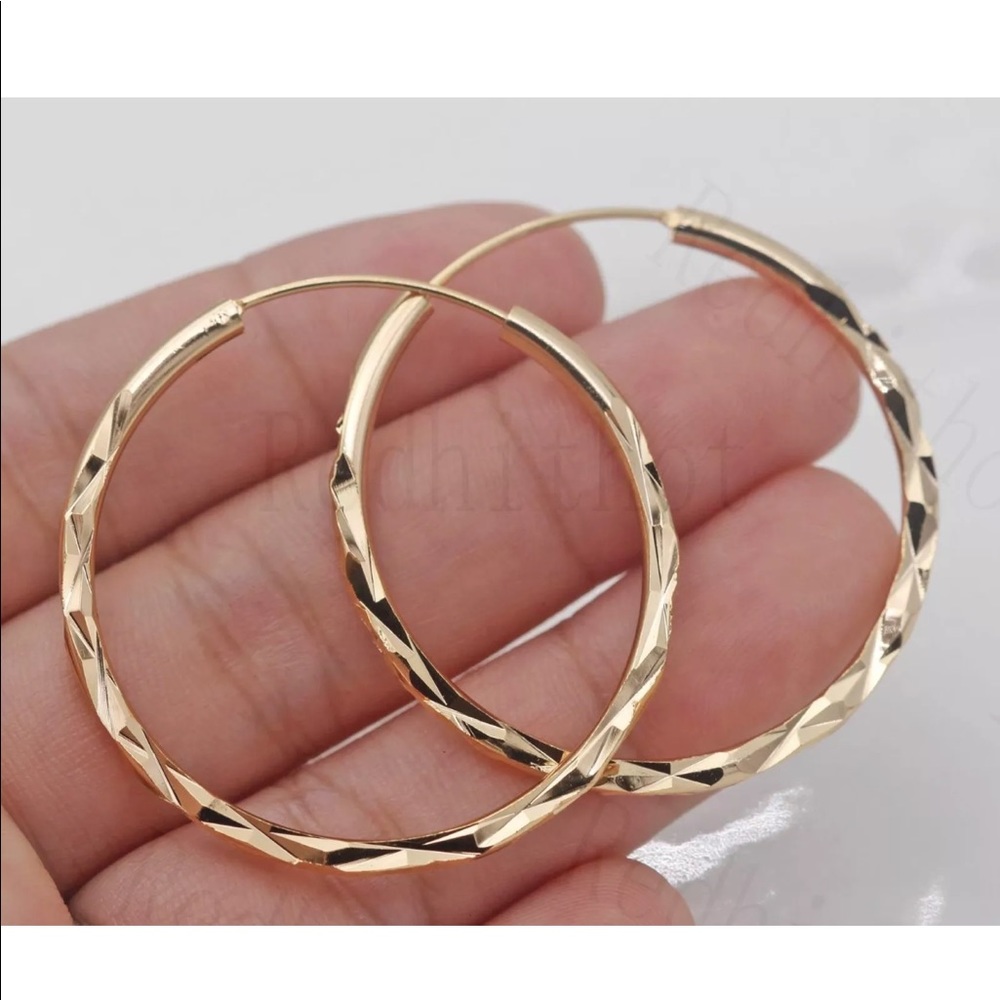 💎18k Gold Hoop Earrings ear ring - Picture 11 of 12